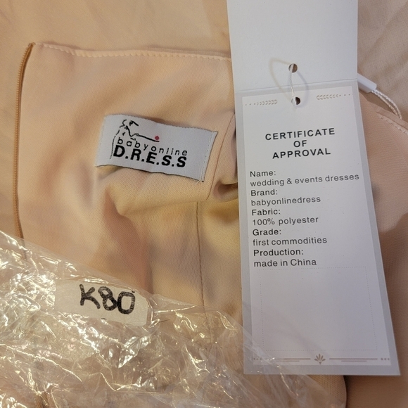 NWT neutral female dress with chiffon cowl back, cups and slit floor length - Picture 6 of 6